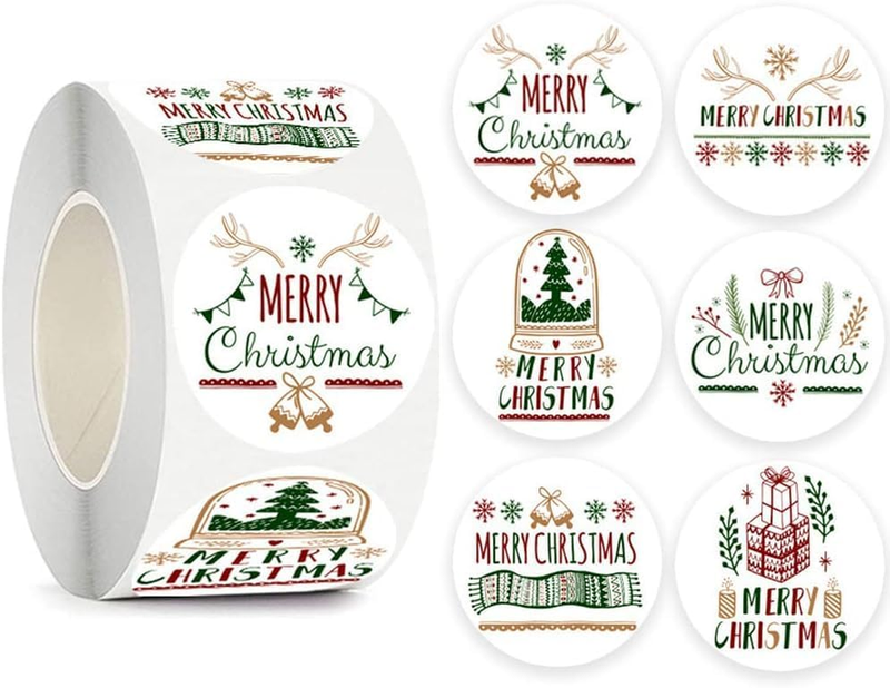 Christmas Stickers Roll, Merry Xmas Labels Seal for Cards Envelope Gifts
