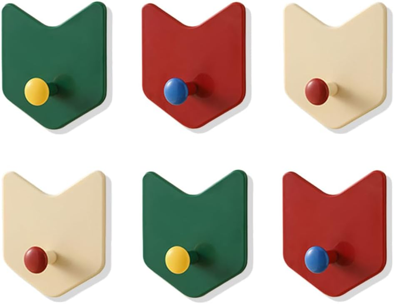 Set of 6 Adhesive Wall Hooks, Cute Decorative Key Holder Hooks for Wall