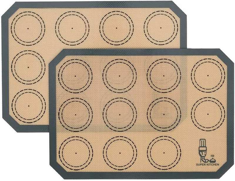 Non Stick Silicone Baking Mats Set Quarter Sheet Macaron - 2 Small