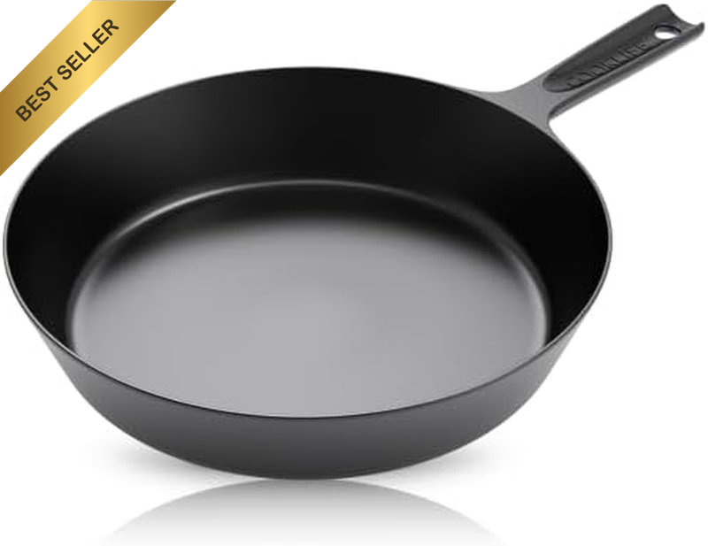10 Inch Lightweight Pre-Seasoned Cast Iron Skillets - Smooth Polished Surface, E