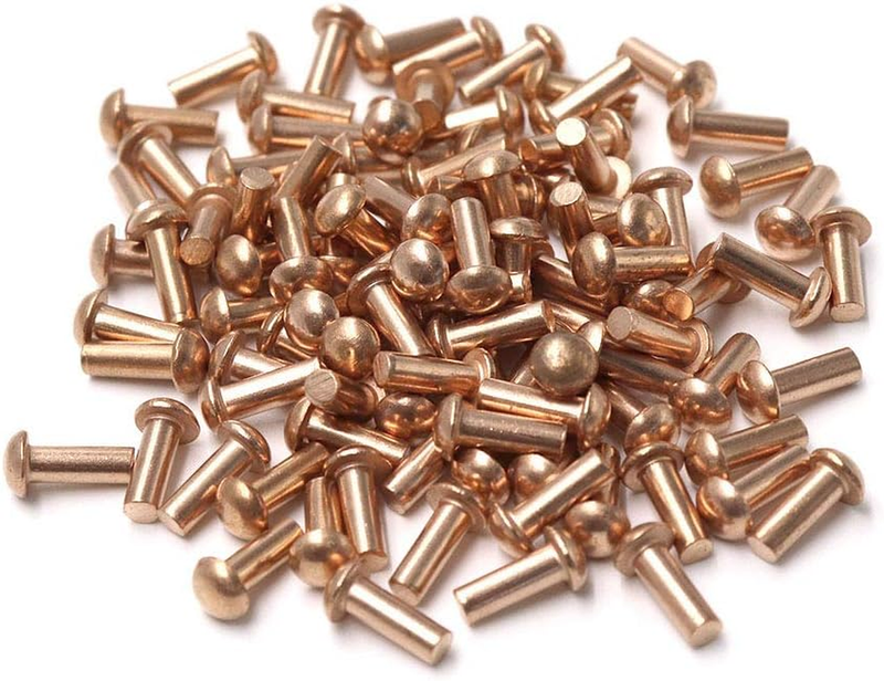 1/8" Diameter 5/16" L Shank Copper round Head Solid Rivets F