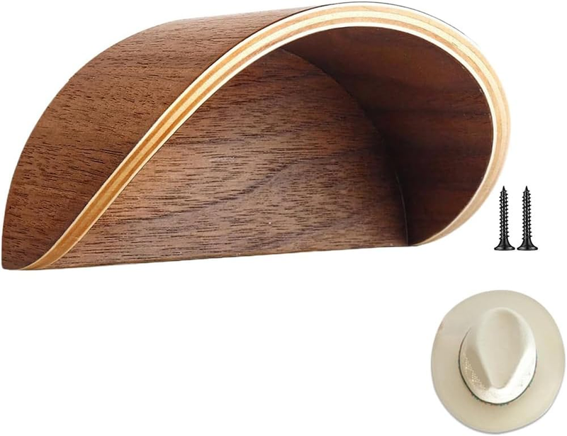 Wall-Mounted Cowboy Hat Rack Wooden Brown Western Organizer | Non-Damage Brim Ho