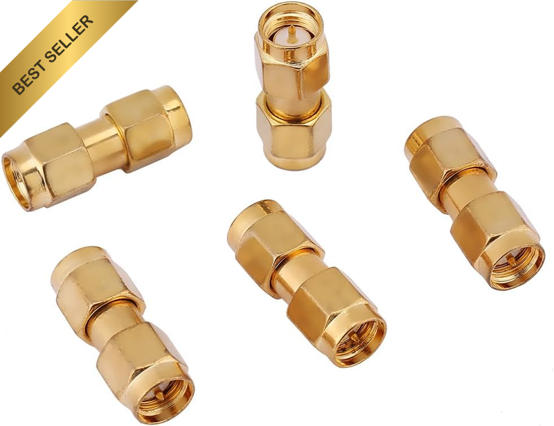 5 Pc SMA Male to Male Coaxial RF Connector Gold 50Ohm 0-6Ghz