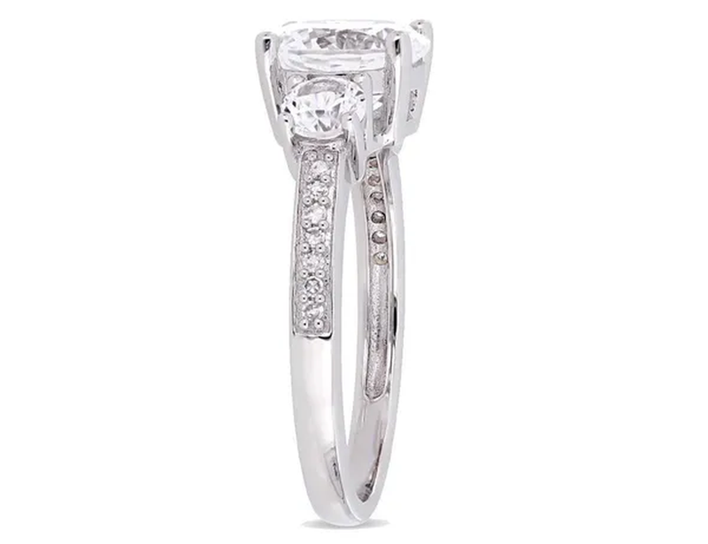 3.00 Carat (Ctw) Lab Created White Sapphire Ring in 10K White Gold with Diamonds dsj