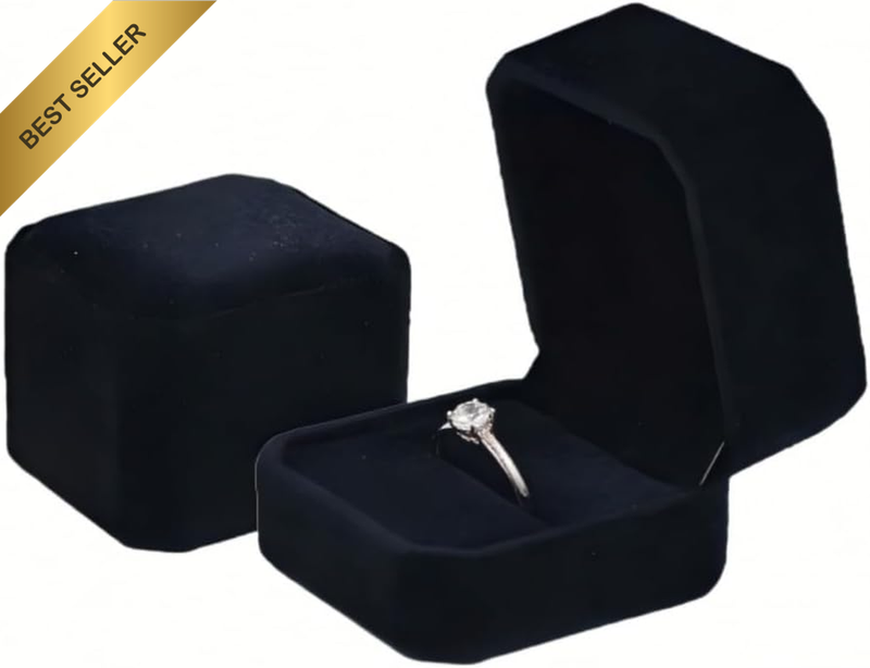 2 Pack Engagement Ring Box Velvet Earrings Studs Ring Case Jewelry Display Stora