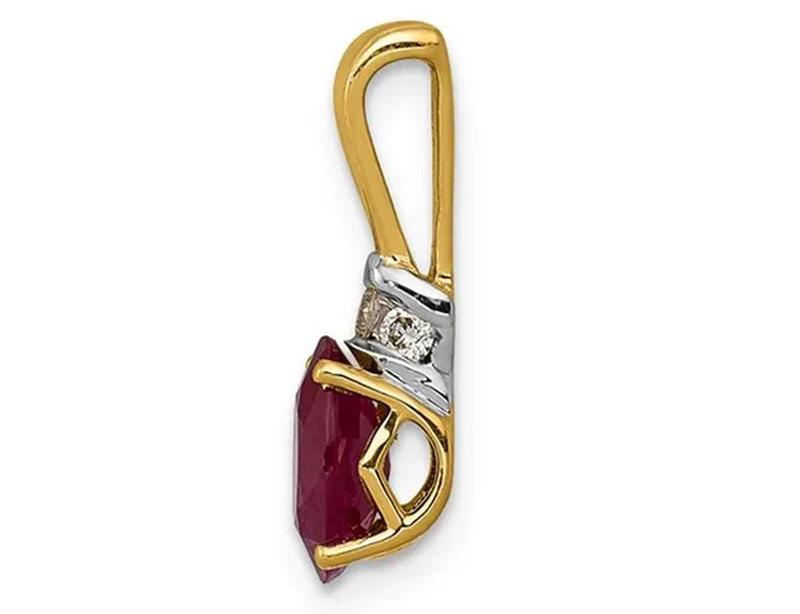 2/3 Carat (Ctw) Natural Ruby Solitaire Pendant Necklace in 14K Yellow Gold with Chain