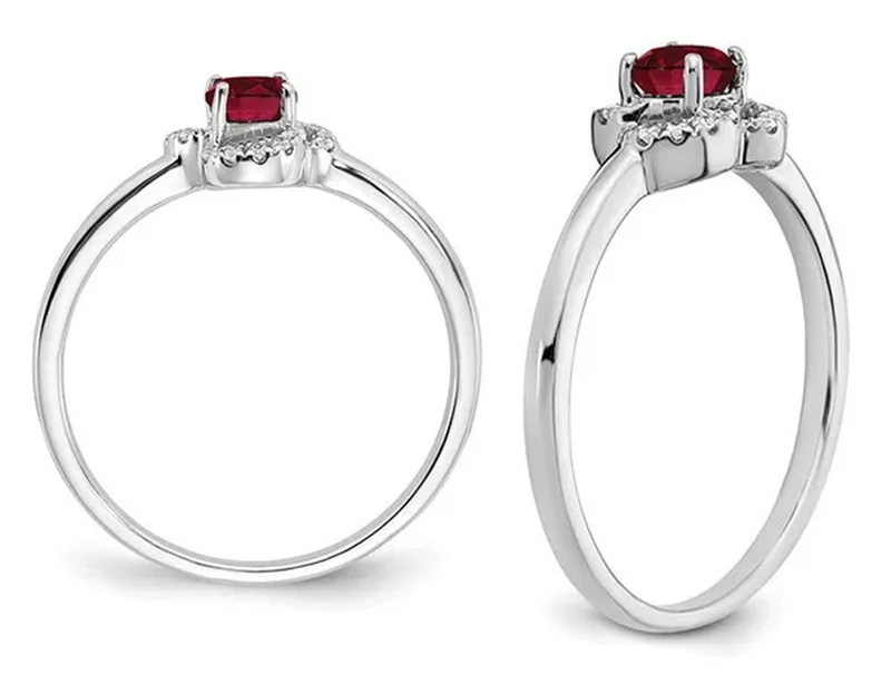 2/5 Carat (Ctw) Lab Created Solitaire Ruby Ring in 10K White Golld