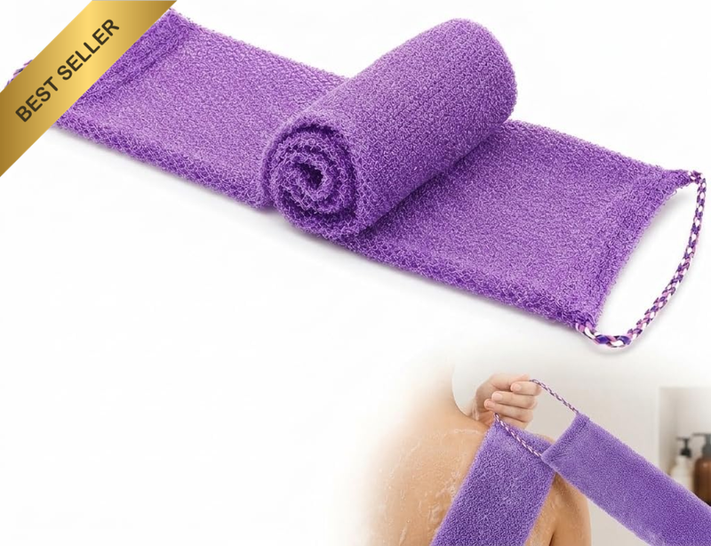 African Exfoliating Mesh with Drawstring Long, 1 Pcs Textured Shower Back Scrubb