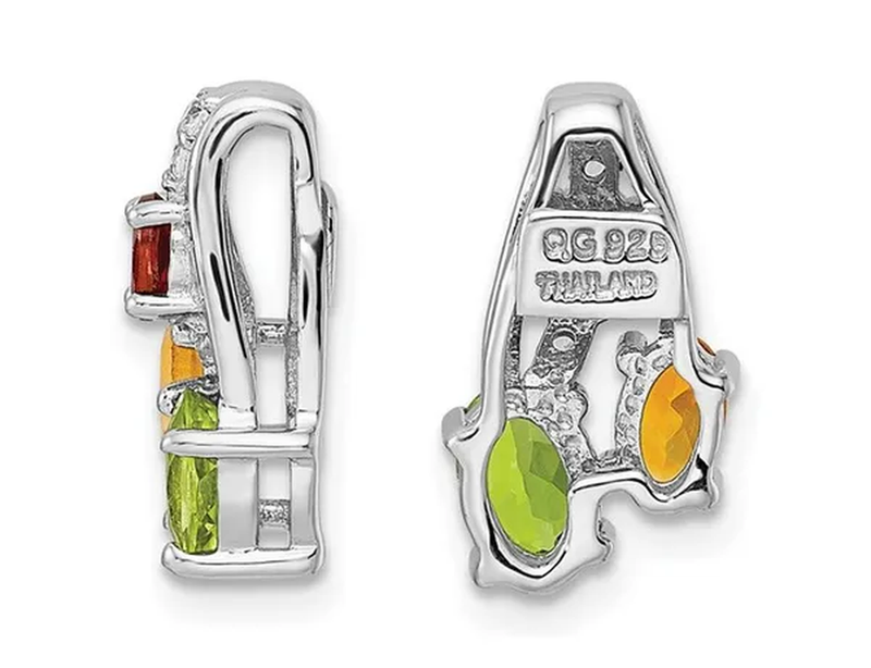 4/5 Carat (Ctw) Garnet, Peridot and Citrine Pendant Necklace in Sterling Silver with Chain