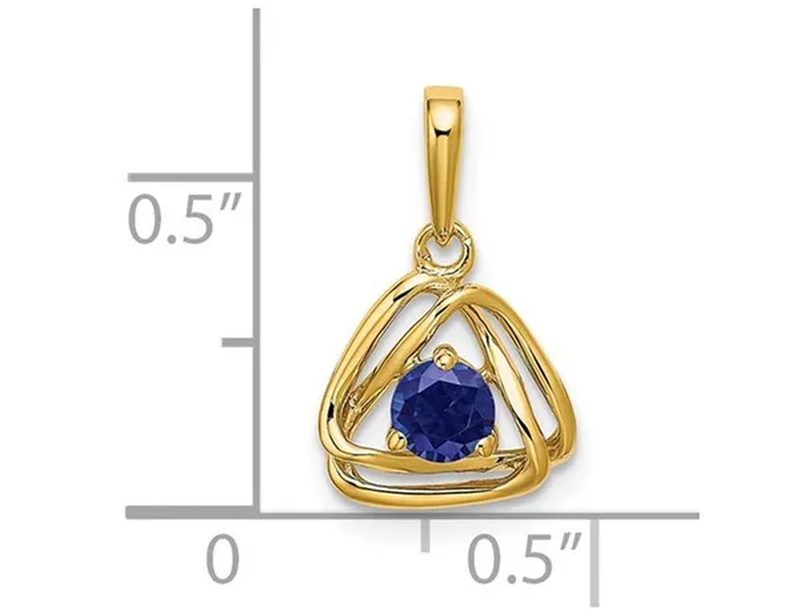 1/3 Carat (Ctw) Lab Created Blue Sapphire Geometric Pendant Necklace in 14K Yellow Gold with Chain