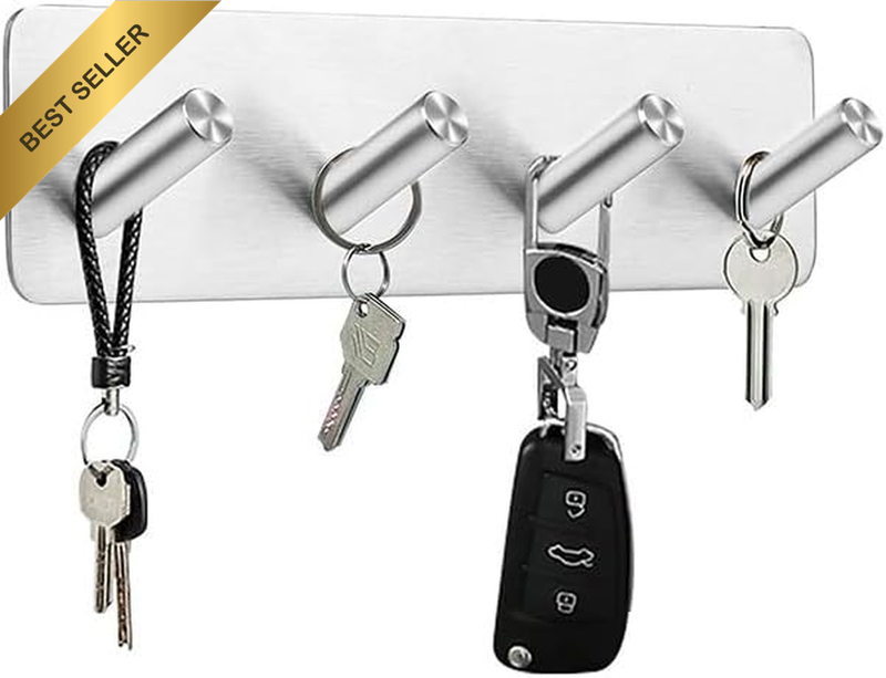 Self-Adhesive Stainless Steel Wall Key Holder for Home
