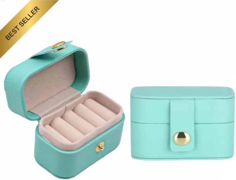 Ring Storage Box with 4 Ring Grooves, 2 Pack Travel Jewellery Case Box Ring Stor