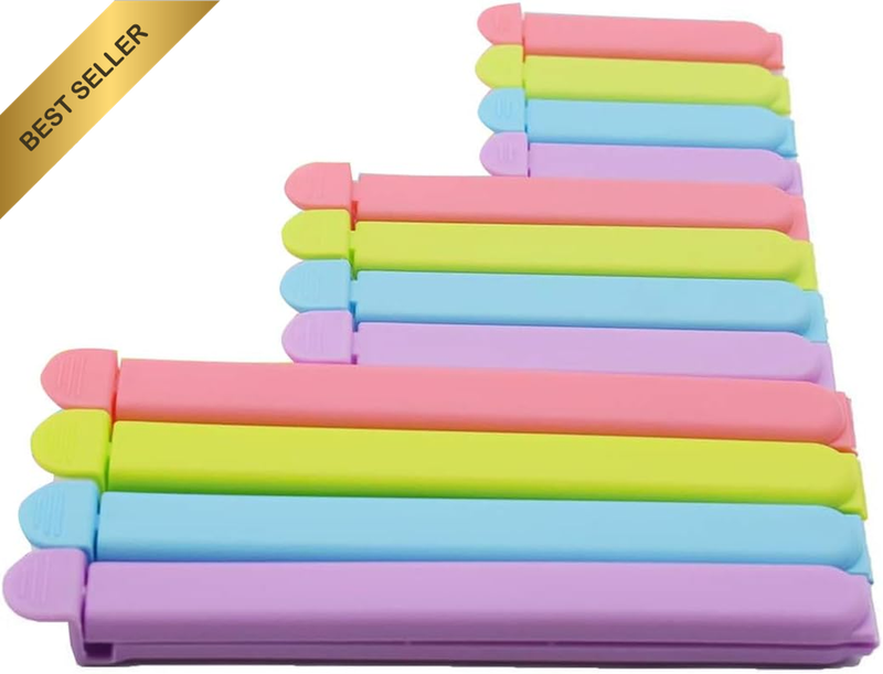 32Pcs Plastic Chip Clips, Sealing Bag Clips for Food, Colorful Food in 3 Size fo