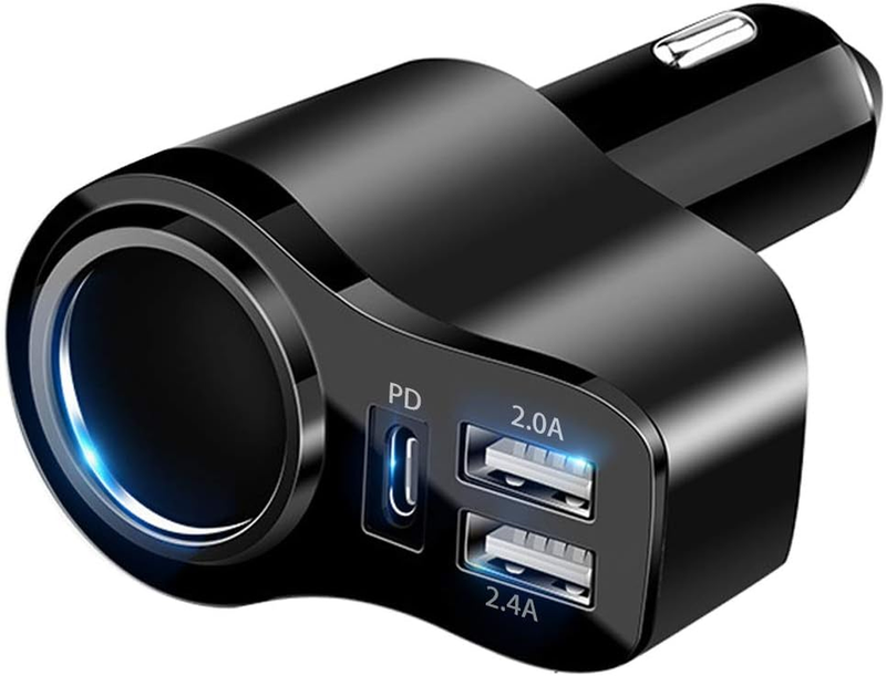 4 in 1 USB C Car Charger, 168W Multi USB Cigarette Lighter Adapter, Socket Split