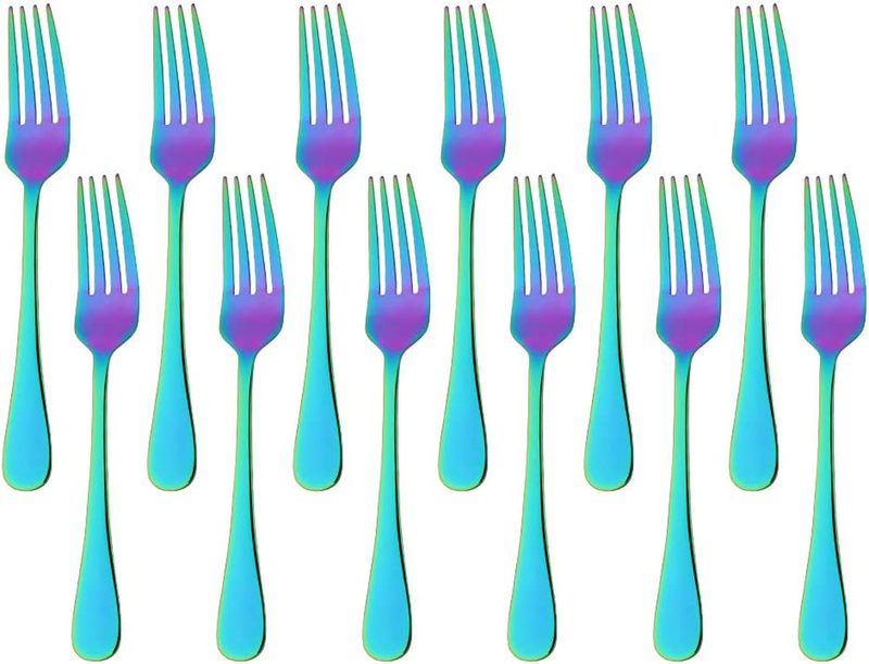 Set Of 12 - Small Dinner Forks 6.5-in Rainbow