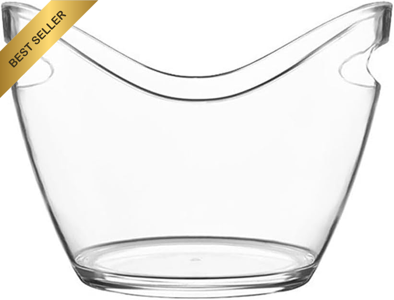Clear Acrylic Ice Bucket 12L with Handles Oval Wine Chiller | Shatterproof Durab