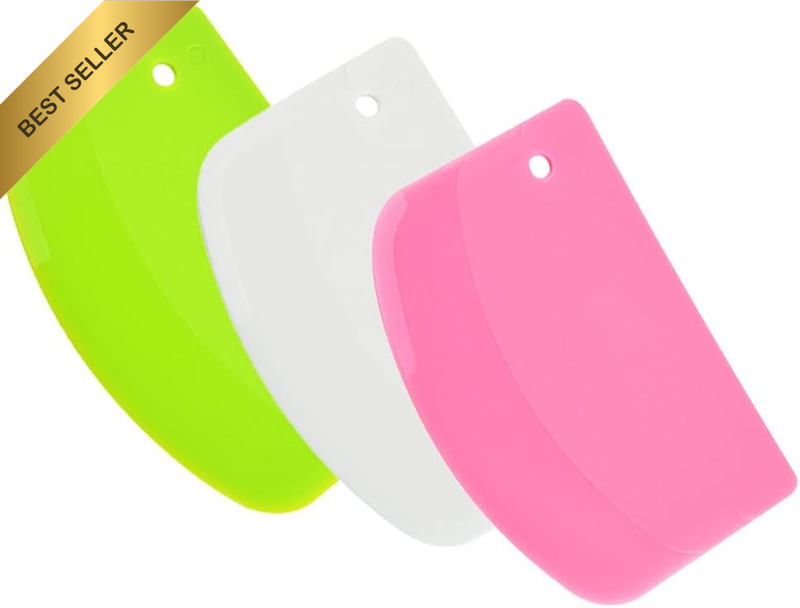 Bench Scraper Dough Scraper for Kitchen Baking, Plastic Flexible Bowl Scraper Do