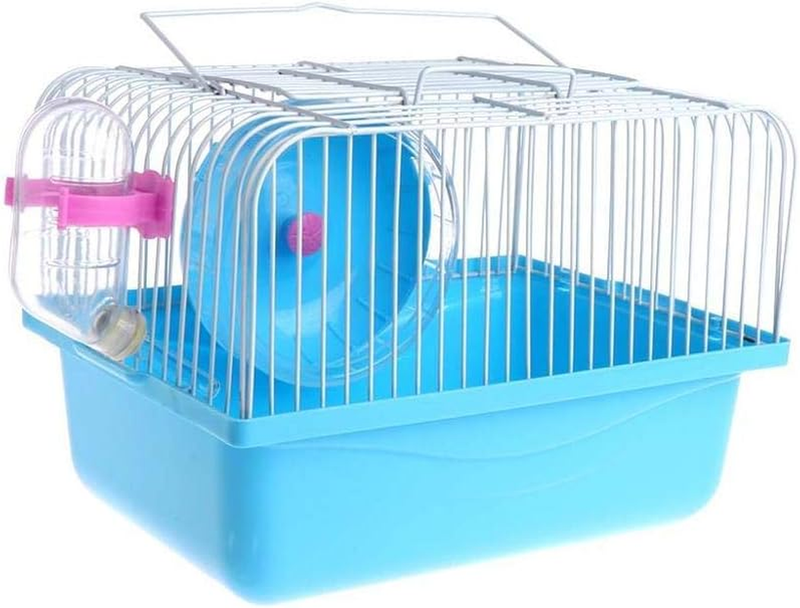 Pet Hamster Cage with Running Wheel Water Bottle Food Basin Portable Carrier Hou