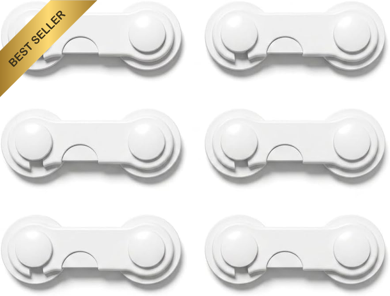 6-Pack Child Safety Cabinet Locks, No-Drill 3M Adhesive Lock for Pantry Closet W