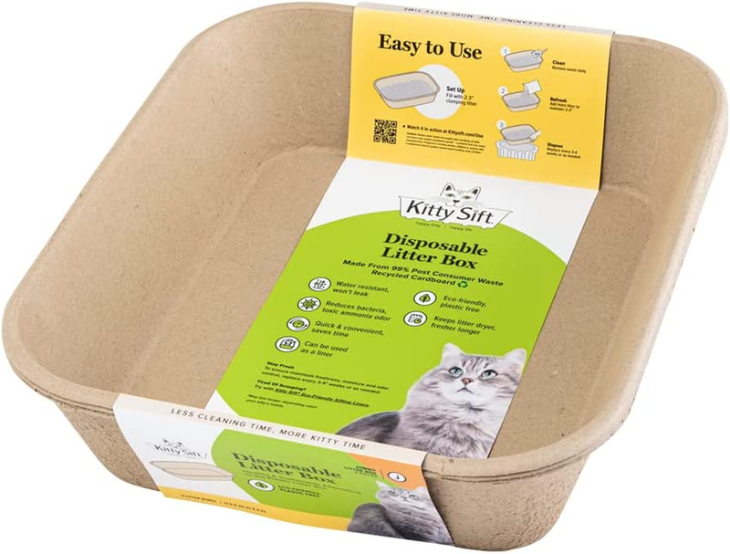 Kitty Sift (6-Pack) Disposable Cat Litter Box, Sustainable, 