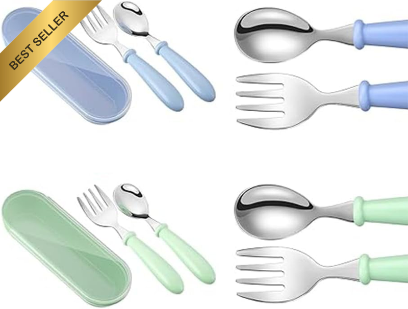 2 Set Utensils Stainless Steel Fork and Spoon, Safe Utensils Cutlery Set with ro