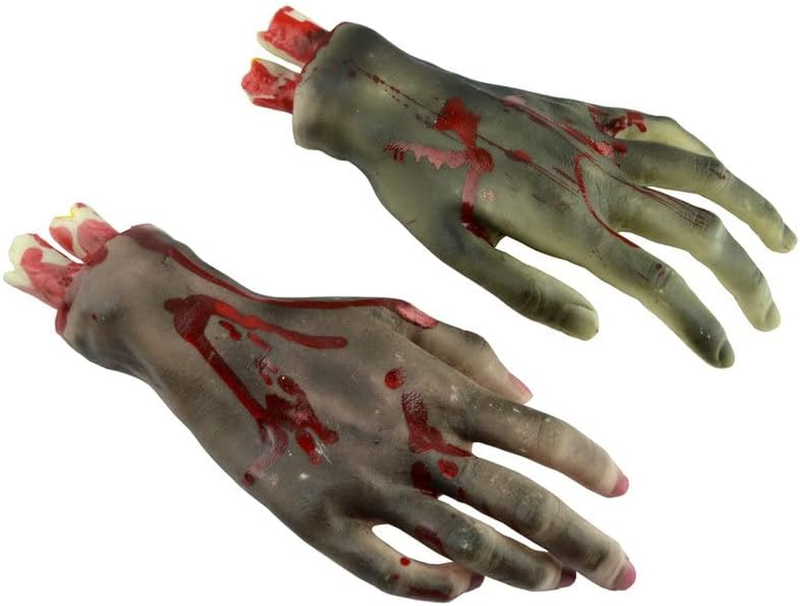 Fake Severed Hands Prop Realistic Body Parts Halloween Haunted House Prank Pair