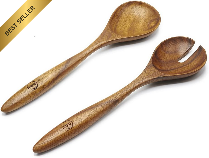Salad Serving Utensils Acacia Wood 13 Inchs in Length by