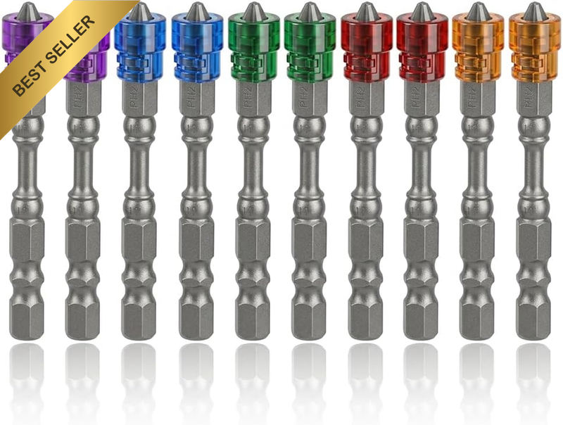 Magnetic Phillips Bit,10Pcs S2 Steel 1/4" Hex Long Screwdriver Set