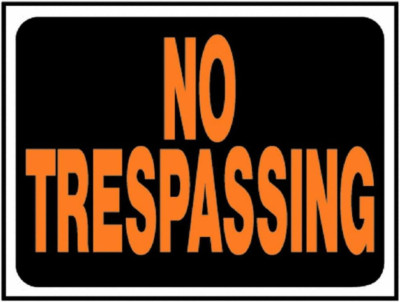 3014 No Trespassing Plastic Sign 8.5'' X 12'' Orange/Black, 1 Piece