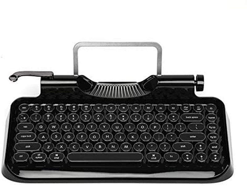 RYMEK Typewriter Style Mechanical Wired & Wireless Keyboard with Tablet Stand, B