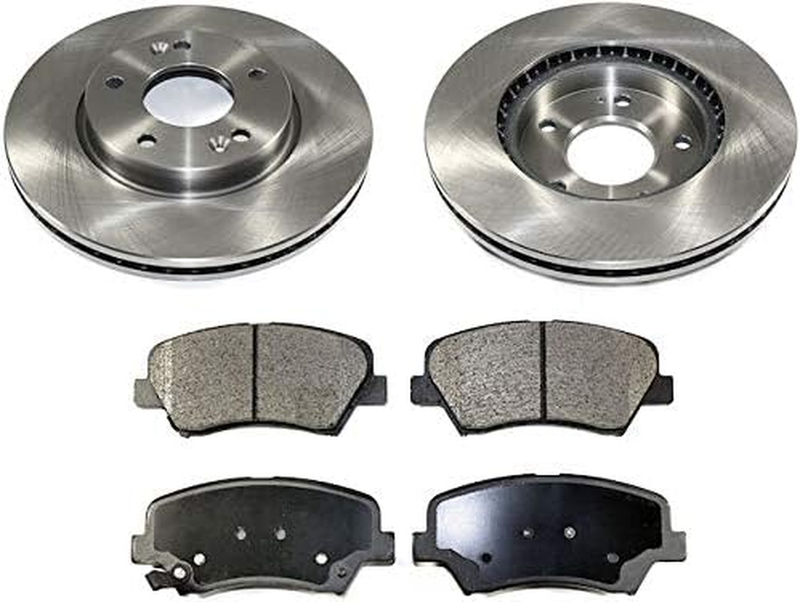 Front Ceramic Disc Brake Pad and Rotor Kit Compatible with 2014-2017 Kia Forte