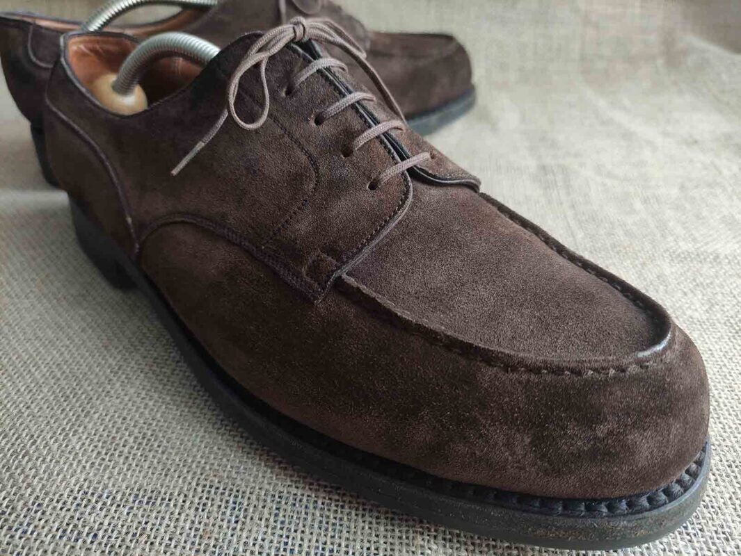 J.M. WESTON 641 Mens Brown Suede Golf Derby Goodyear Welted Shoes
