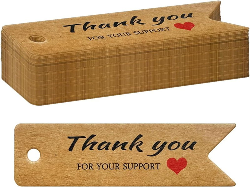 Thank You Gift Tags, 100 PCS Kraft Paper Hang Tags for Craftwork, Wedding, Birth