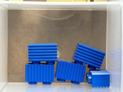 LEGO Parts - Blue Brick, Modified 1 x 2 with Grille - No 2877 - QTY 5