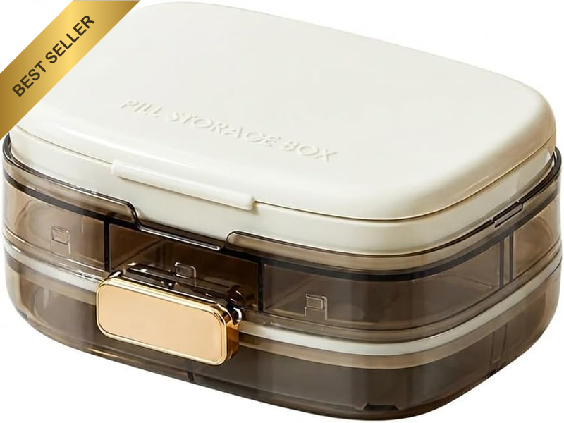 Travel Pill Organizer 7 Day – Portable Weekly Box with Airtight Seal