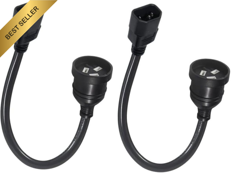 [2PK]  20Cm Ultra-Short Australian Power Cord | IEC C14 to 3-Pin AS/NZS Plug (10