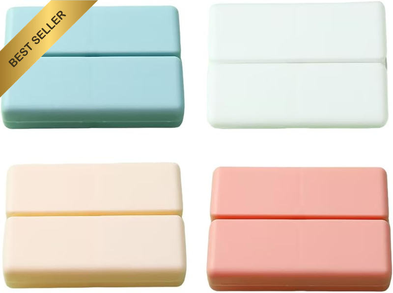 4 PCS Seven-Day Medicine Box, Magnetic Absorption Folding Pill Organizer, 7-Cell