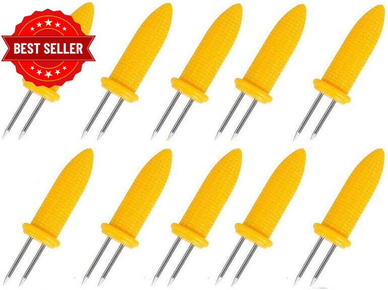 10X Corn Cob Holders, Corn on the Cob Skewers, Stainless Steel Corn Fork Prong S