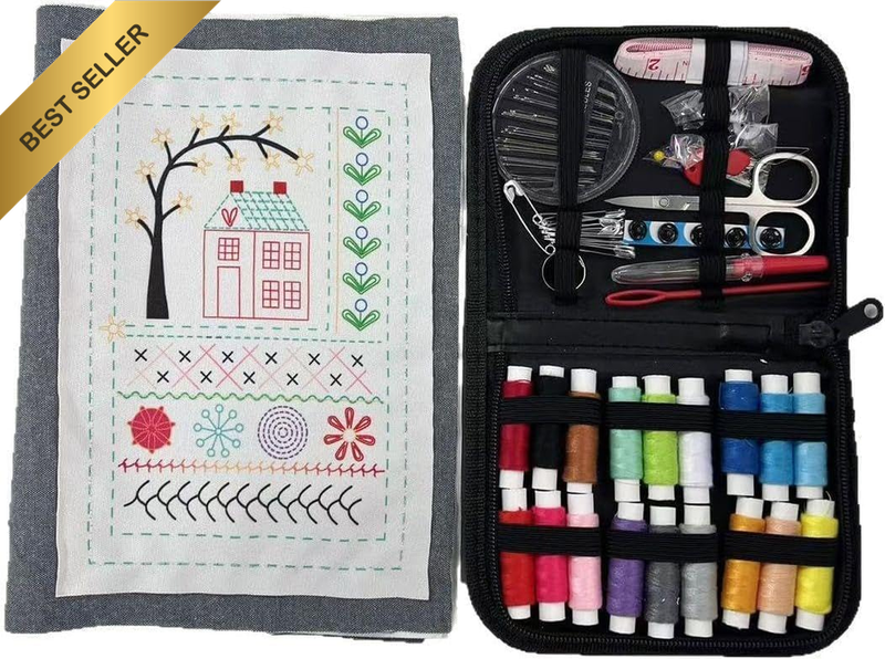 Embroidery Stitch Practice Book with 86 Piece Sewing Kit for Beginners