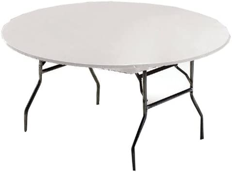 Cubierta De Mesa Redonda De Plastico Stay Stay Put, 60 Pulgadas, Blanco