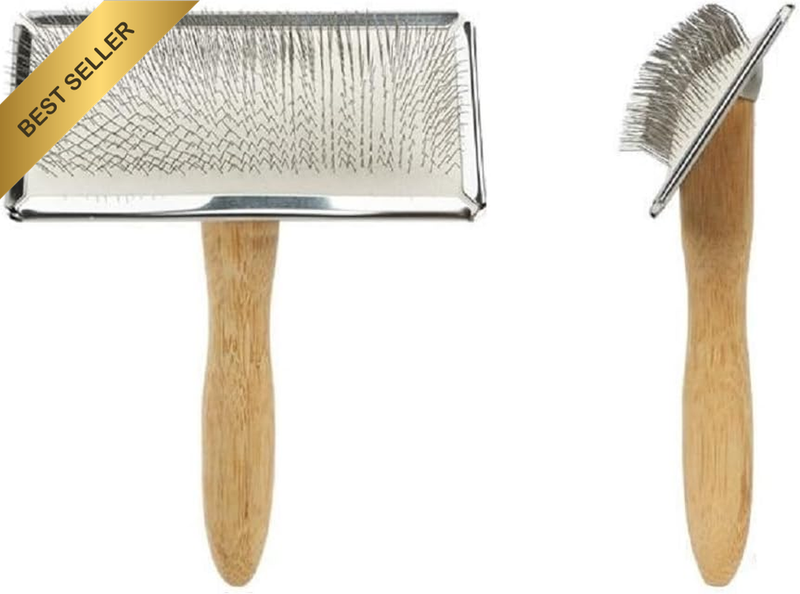 Wooden Slicker Brush for Dogs- Stainless Steel Hard Pin Dog Grooming Brush/Dog S