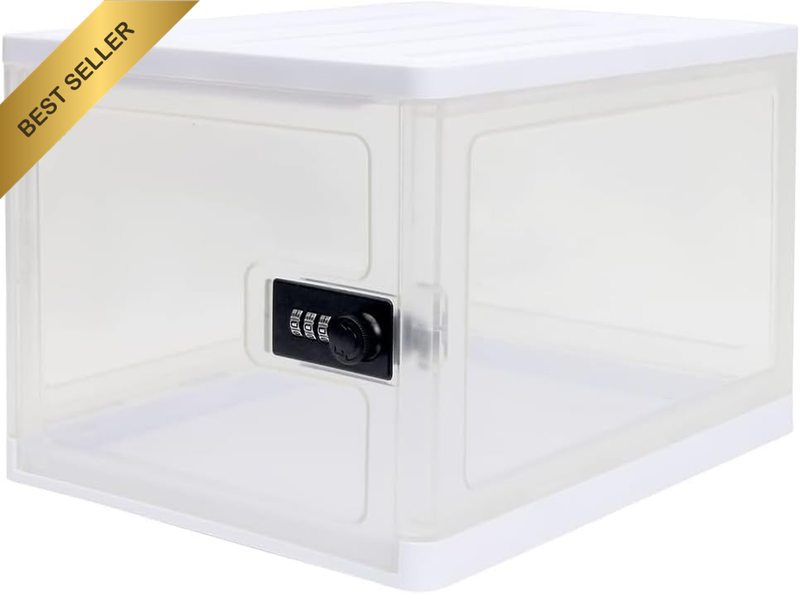 Clear Lockable Storage Box Food Safe Medicine Snack Electronics Secure Bin