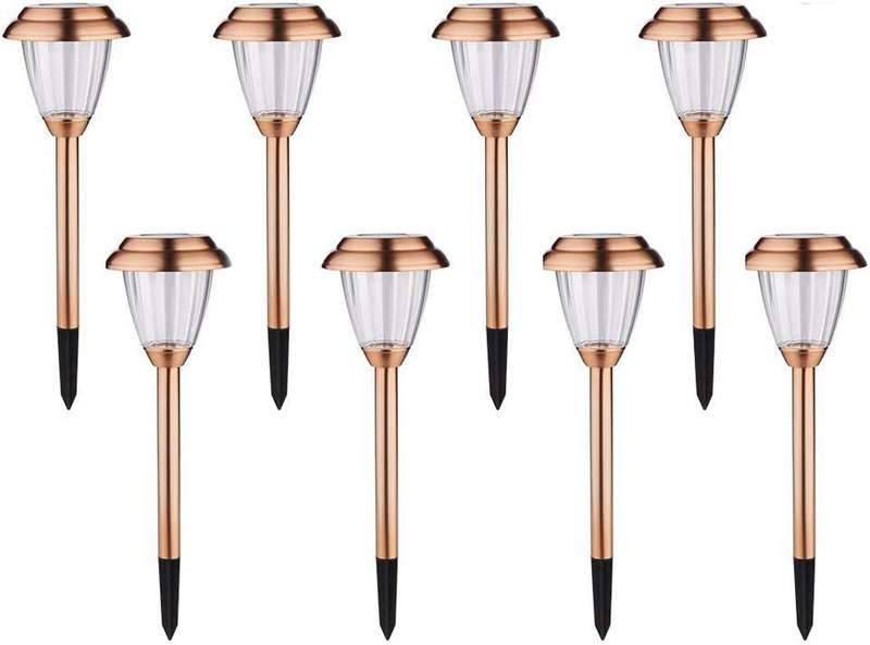 Outdoor Pathway - 8 Pack Copper Garden Walkway Lights Solar 