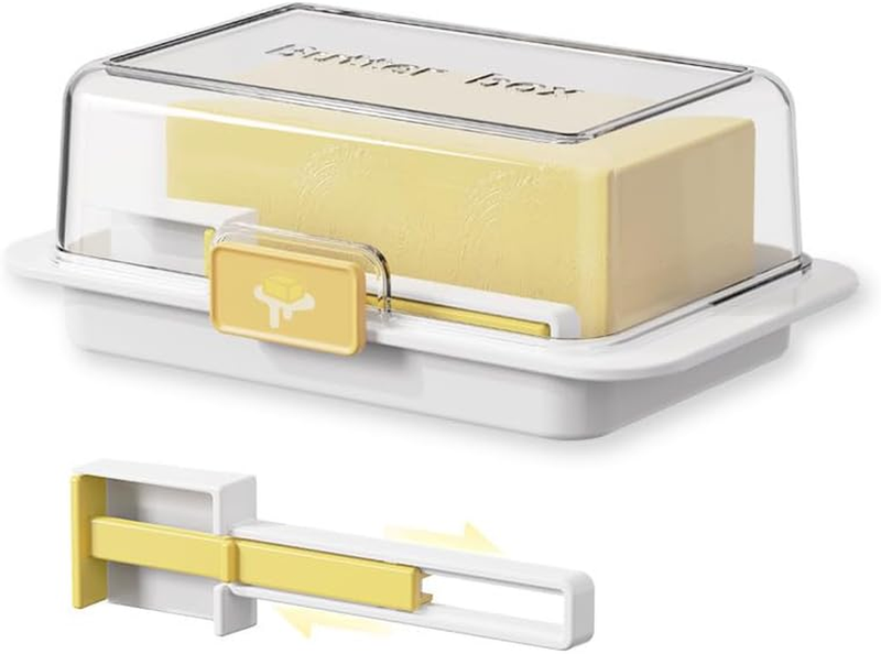 Airtight Flip-Top Butter Dish with Lid and Knife Holder Tray for East Coast/West