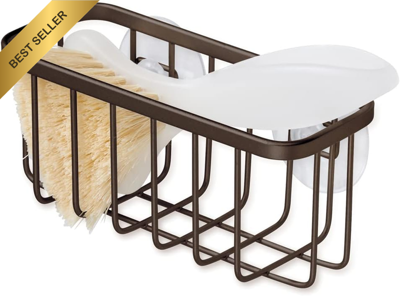 Gia Kitchen Sink Suction Holder for Sponges, Scrubbers, Soap - Bronze