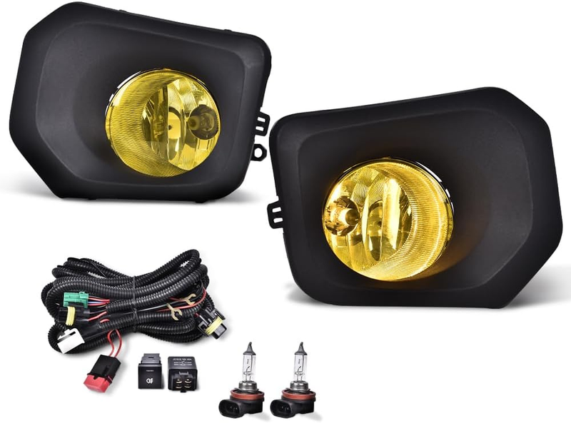 Yellow Lens Fog Light Bezel Kit for 2016-2021 Toyota Tacoma with Harness Switch