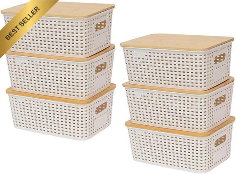 6 Pack Plastic Storage Baskets,Desktop Storage Box,Plastic Baskets,Storage Drawe