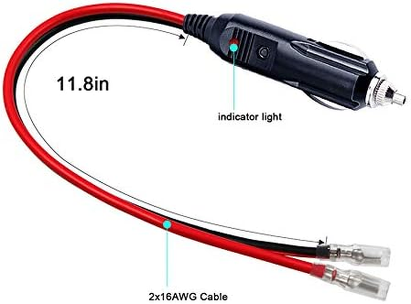 [1PACK] 12Volt Replacement Cigarette Lighter Male Plug with Leads - Car Adapter
