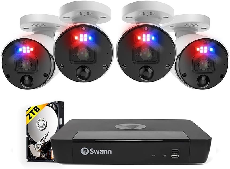 Pro 4K Ultra HD, 8 Channel Security System, 2TB NVR, 4 Bullet Poe IP Cameras Out