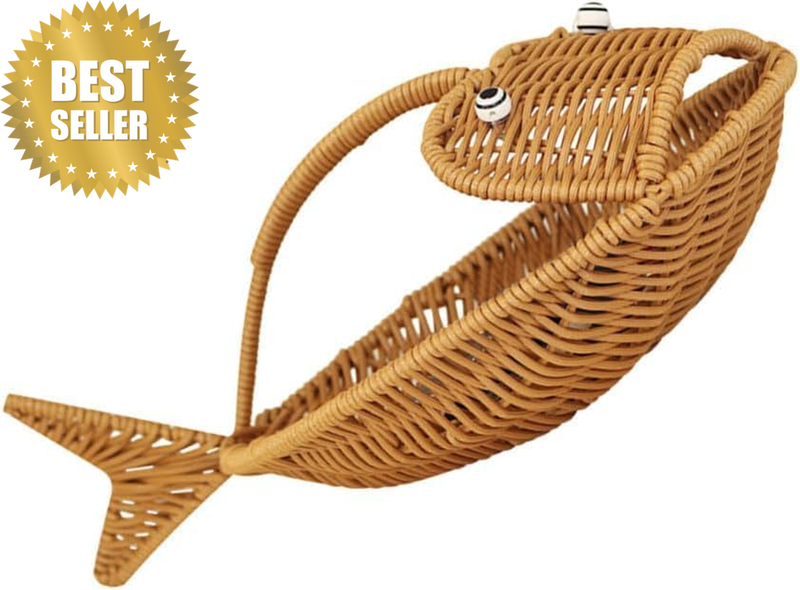 Fish Shape Rattan Basket, Fruit & Bread Storage Basket | Fish Shaped Rattan Bask